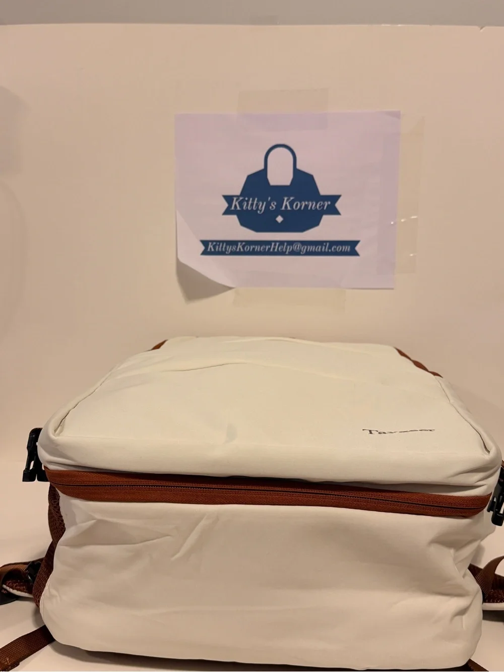 NWT Taygeer Cream and Brown Laptop Travel Backpack
